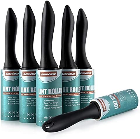 Lint Roller for Pet Hair [8m 60-Sheet Rolls,6 Pack], Extra Sticky Pet Hair Removal Easy Tear Dog Cat Hairs, Fur, Dust and Fluff from Clothes,Furniture,Upholstery,Carpets