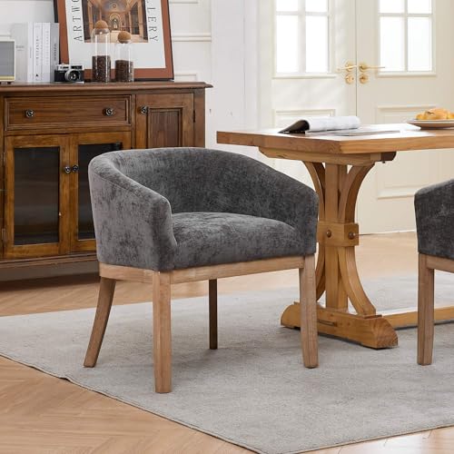 SoarFlash Upholstered Barrel Dining Chairs with Arms, Grey