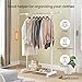 LiaMeE Adjustable Clothing Rack for Hanging Clothes, Heavy Duty Garment Rack with Wheels，Free Standing Rolling Clothes Rack with Shelf & Grid, Easy Assembly Standard Rod, White & Chrome