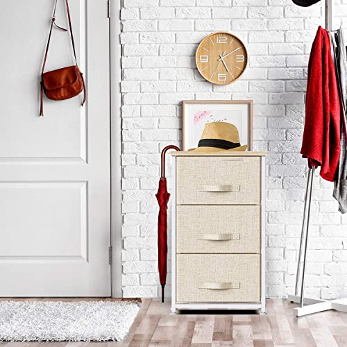 Pipishell Three Drawer Fabric Dresser with Wood Top #TOP22