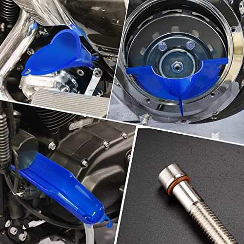 Oil Funnel,Motorcycle Primary Case Oil Funnel, & Crankcase Fill Funnel +Drip Free Oil Filter Funnel O-Ring #11105 Primary Drain Plugs fit for Harley Sporster Dyna