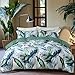 OAITE Duvet Cover King Size,Reversible Summer Leaf Green Duvet Cover Set with Zipper Closure, 3 Pieces Modern Patterns Soft Microfiber Bedding Set with 8 Ties(104’’*90’’,2 Pillow Cases)