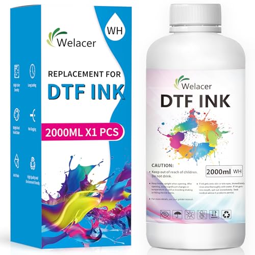 Welacer DTF Ink White 2000ml Heat Transfer Ink Refill I3200 ET-8550
