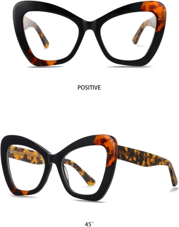 EYPKPL Cool Eyewear Frames Acetate Anti-blue Light Eyeglass Frames Creative Cat Eye Leopard Glasses Frames Unique Eyeglasses
