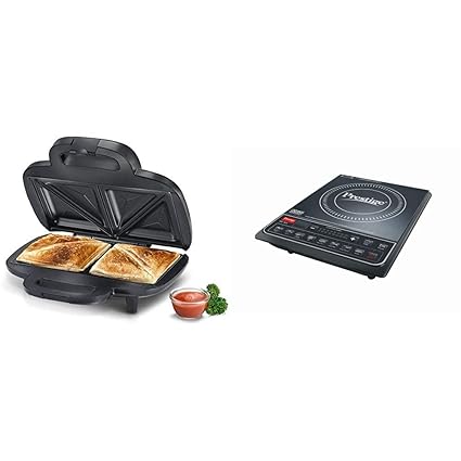 Prestige Sandwich Maker PSMFD 01 + Prestige PIC 16.0+ 1900- Watt Induction Cooktop with Push button (Black)