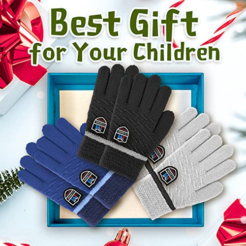 Mig4U 3 Pairs Kids Winter Magic Gloves For Boys And Girls, Warm Knit Children Cold Weather Glove Napping Liner, 6-10 Years Old #TOP4