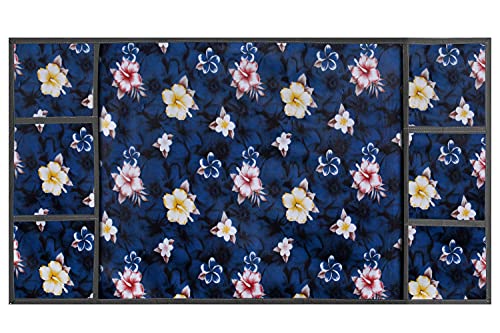 Image of Stylista Refridgerator top Cover Suitable for Samsung RR20C1723R8 /HL, 183 Liter Fridge, Dimension (WXD) 65x111 CM, Floral Pattern Blue