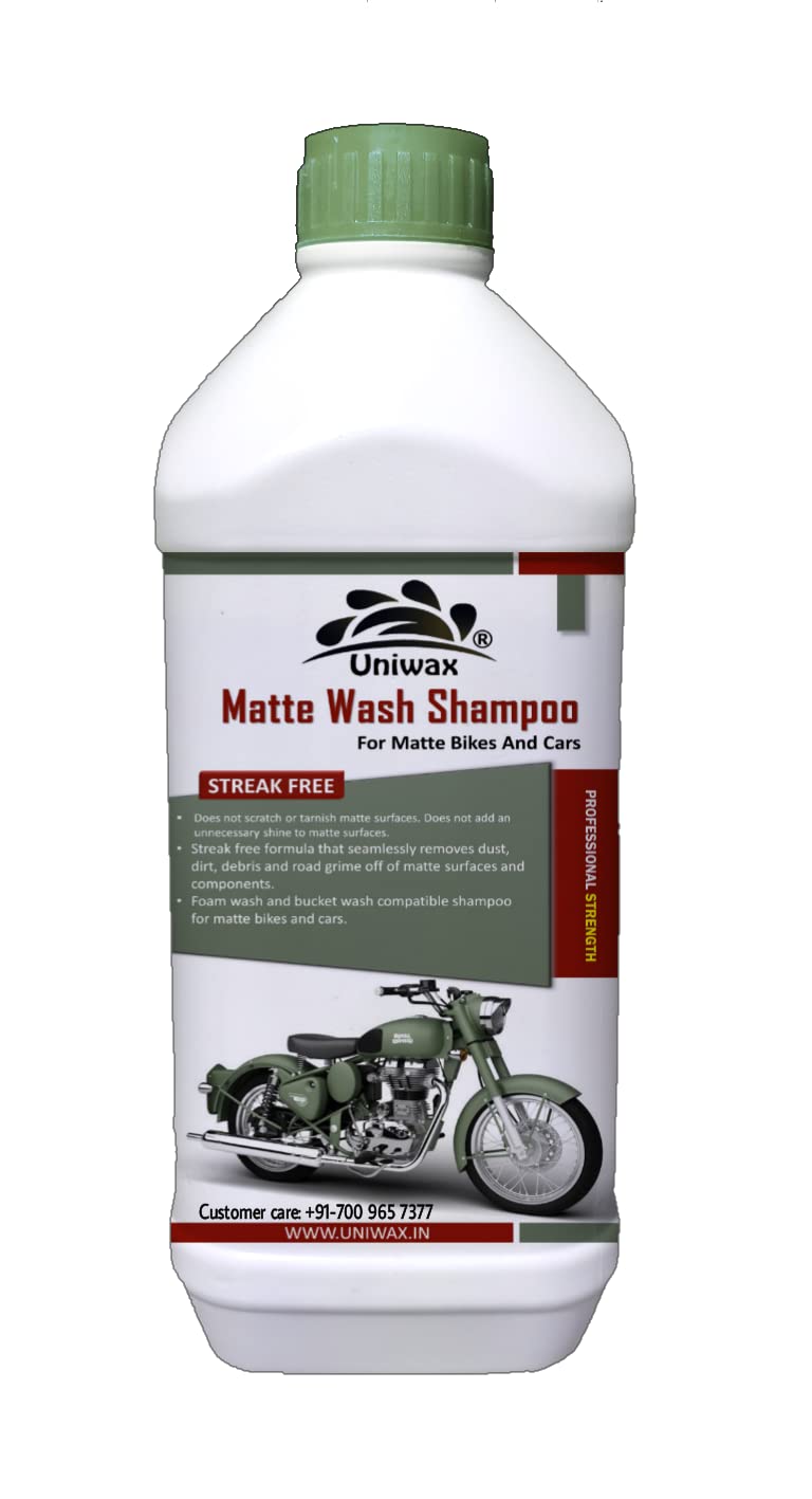 uniwax Matte Wash Bike and Car Shampoo 1 LTR | Foaming & Manual Shampoo for Matte Bikes and Cars uniwax Matte Wash Bike and Car Shampoo 1 LTR | Foaming & Manual Shampoo for Matte Bikes and Cars