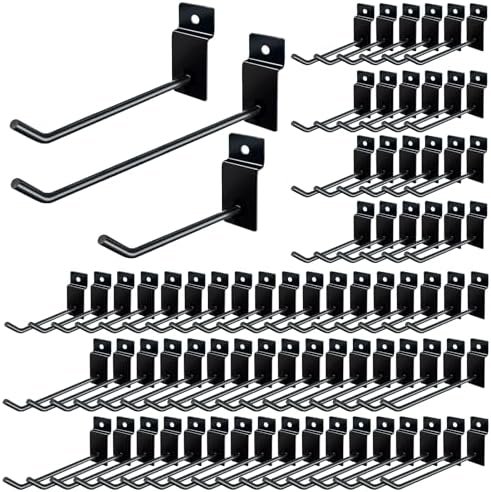 Yauhar 30Pcs 4 Inch Silver Slatwall Panel Hooks, Heavy Duty Slat Wall Hanging
