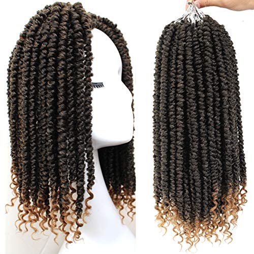 Spring Senegalese Twist Crochet hair 14 inches 3Pcs Pre-twisted Dreadlocks Havana Mambo Crochet Braids Pre-looped Braiding Hair Curly End (1B/27)