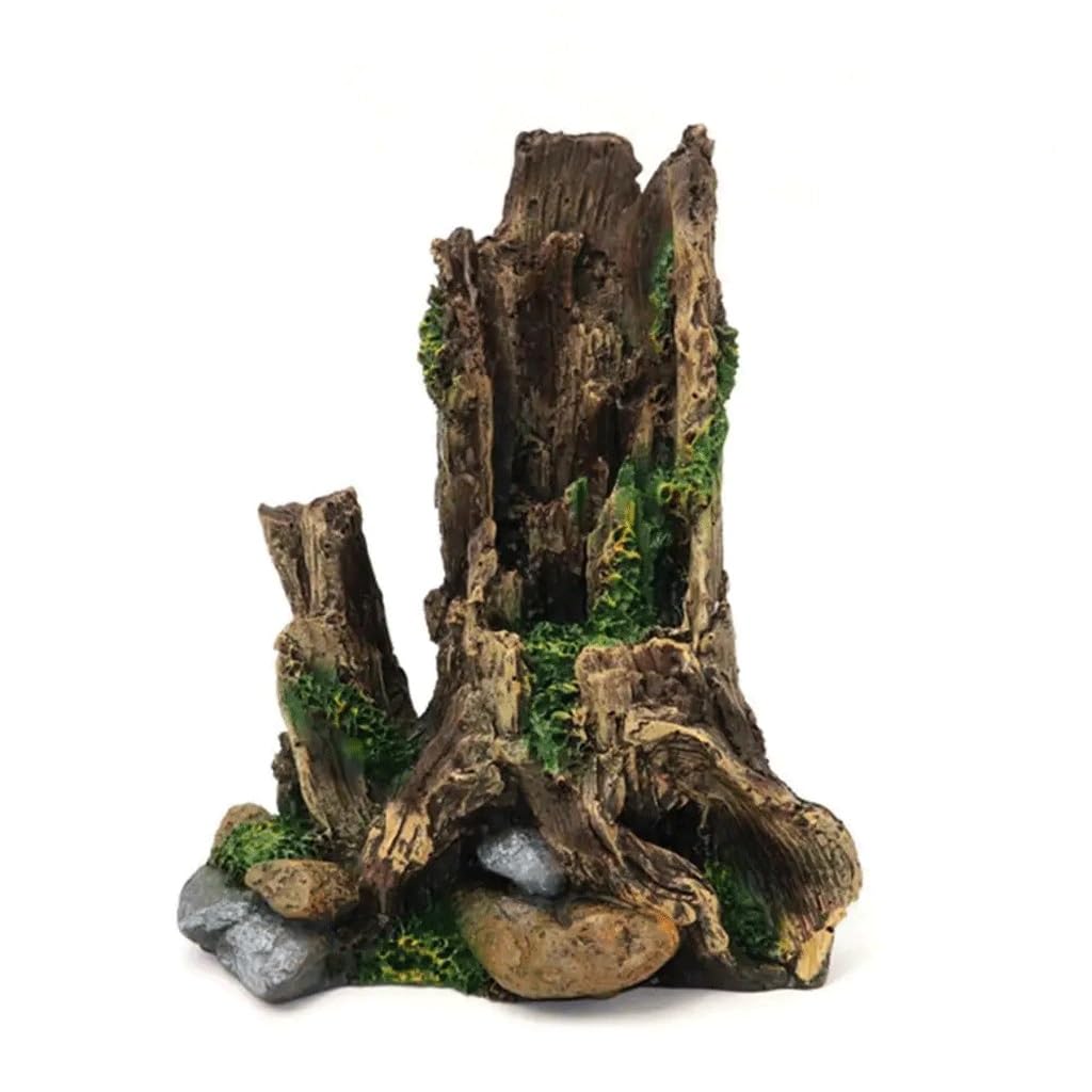 FMURY - Tronco d'albero artificiale compatto, forma realistica, per allevamento di pesci, grotte artificiali, decorazione per acquario