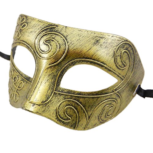 Homme Rétro Vénitien Masque Yeux Style Lutte Gréco-romaine Pour Mascarade Balle Carnaval Stag Party - Or, 9cmx20cm