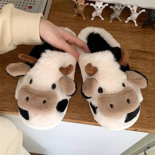 Cartoon animal cattle slippers, winter slippers, warm home shoes, interesting plush cotton shoes4