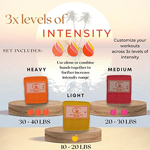 Glootie Co. Booty Bands - Fabric Resistance Bands For Working Out Women – Slip Resistant Exercise Bands For Women Legs And Butt Lift - Workout Bands Set For Home Gym Yoga Pilates With Travel Case. #TOP2