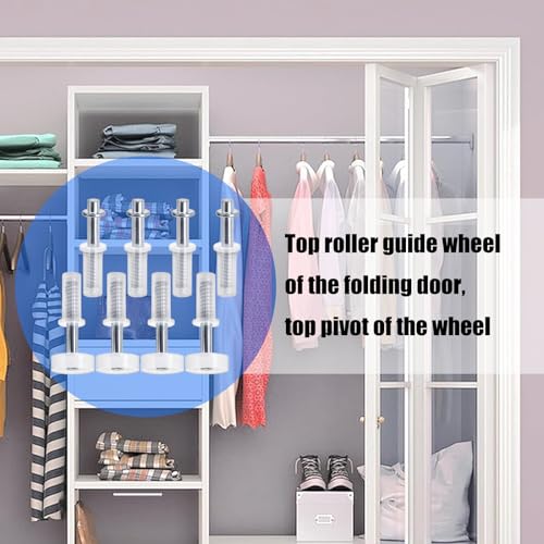 8 Piezas Herrajes para Puerta Plegable con Resorte, Rueda Guía Superior y Pivotes para Puerta Plegable, Fácil de Usar miniatura 2