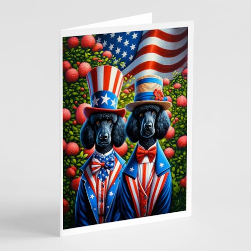 Caroline's Treasures All American Poodle Greeting Cards Pack of 8 Blank Cards with Envelopes Whimsical A7 Size 5x7 Blank Note Cards