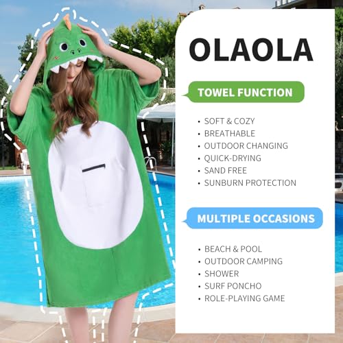 OLAOLA Surf Poncho Changing Towel, Swim Robe Poncho with Pocket Plus Size Quick Dry Terry Cloth Cover-Up Hood for Women Men4
