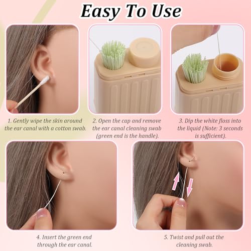 2PCS Piercing Cleaning Kit Contains 480PCS Disposable Ear Piercing Cleaning Floss, Portable Ear Piercings Hole Cleaner, Piercings Aftercare for Women Men - Image 4