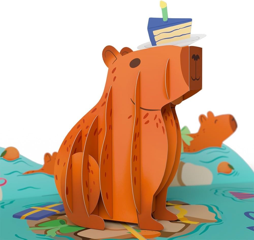 Lovepop Capybara Pop-Up Happy Birthday Card with Notecard & Envelope
