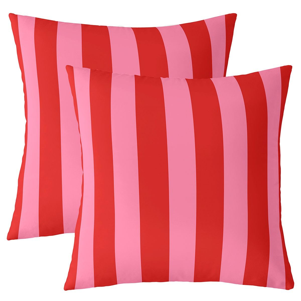 Homewish Pink Red Striped Decorative Cushion Covers Set of 2 50 x 50 cm — image 1