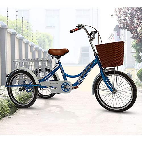 YYCCOO Adult Tricycles, 3-Wheel Comfort Bikes, 20 Inch Adult Recumbent Bikes, Low Step-Through Frame, 3-Wheel Bicycles with Front and Cargo Basket for Seniors, Women, Men (Blue) - Thumbnail 2