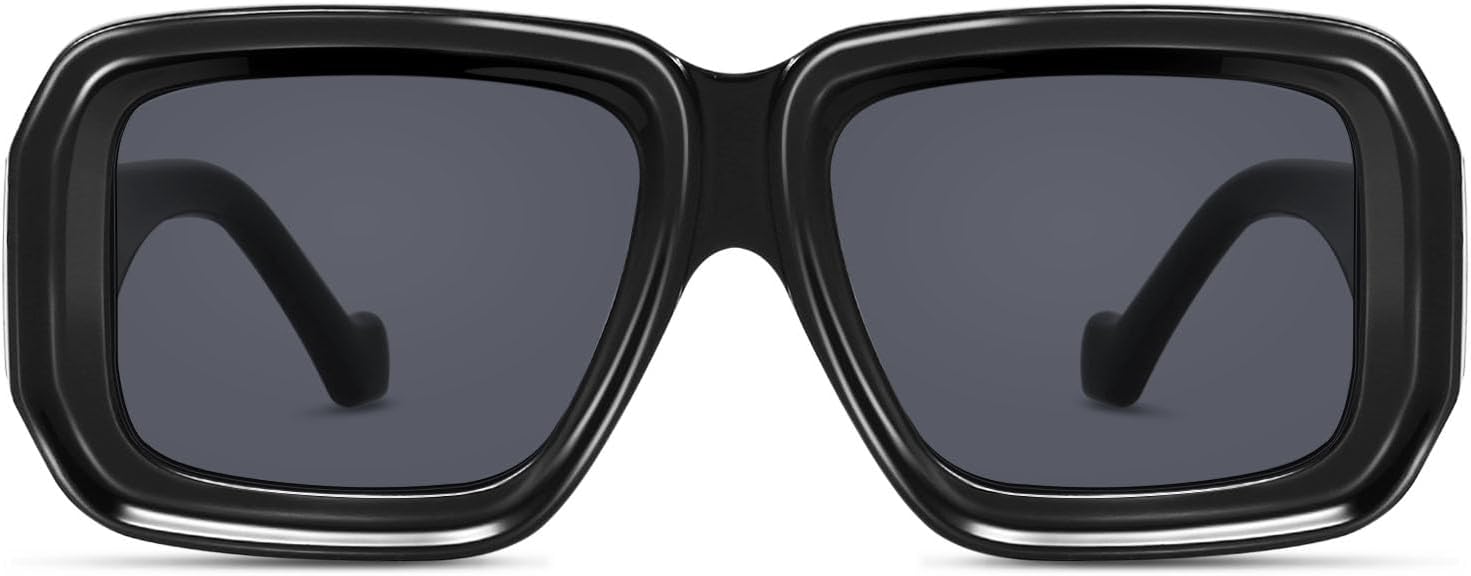YDAOWKN Vintage Oversized Sunglasses for Women Men Retro Square Luxury Big Large Sun Glasses UV400 A Black/Gray 52 Millimeters