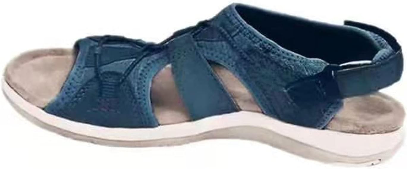 Fashion Women Beach Sandals, Summer Wedges Round Head Buckle Sandalias Footwear (Color : White, Size : 7.5)