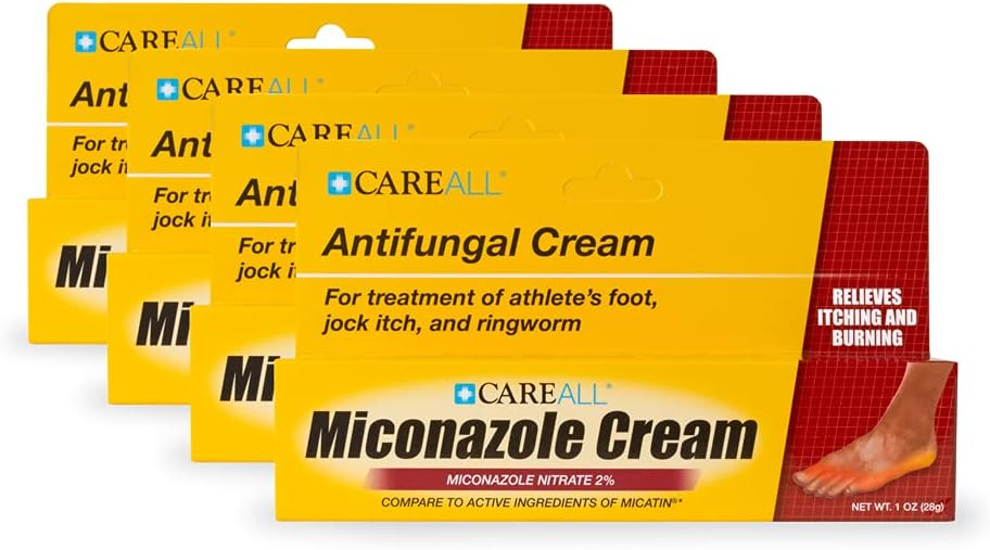 CareAll® (4 Pack 1.0 oz. Antifungal Miconazole Nitrate 2% Cream, Compare to Leading Brand, Cures Most Athlete’s Foot, Jock Itch, Ringworm