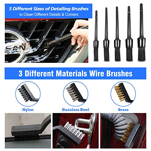 Marsbase Car Detailing Brush Set 23Pcs Car Detailing Kit Car Cleaning Tool Kit With Auto Detail Brushes, Drill Brush Set, Dust Removal Brush, Car Wash Kit For Interior, Exterior, Dashboard, Wheels #TOP4