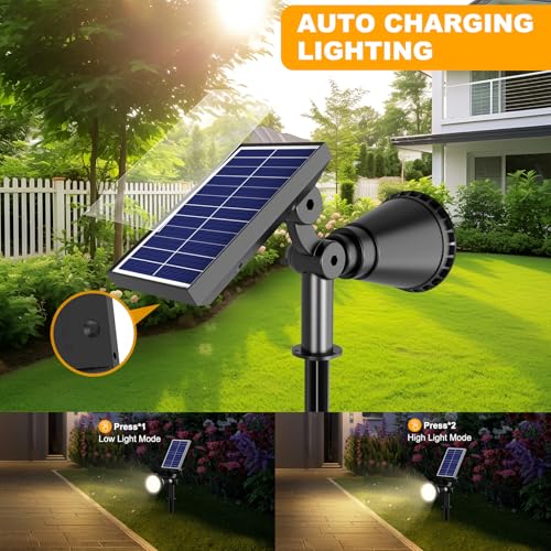 Image of Solar Lights Outdoor Waterproof, 36 LEDs Adjustable Solar Spot Lights Outdoor, 2-in-1 Solar Powered Spotlight Landscape Lighting for Tree, Garden, Yard, Pathway- 3 Pack (Warm White)