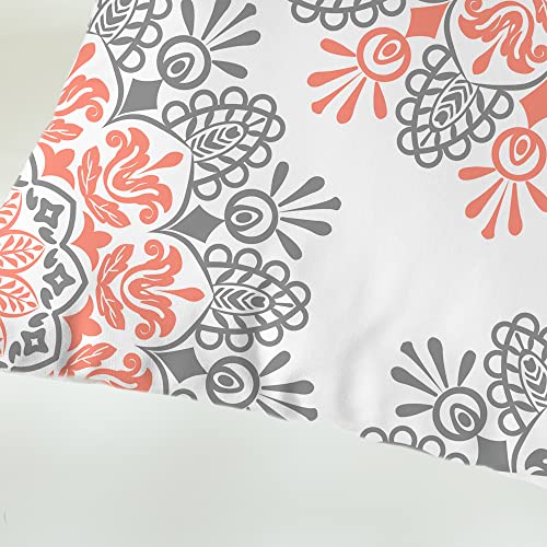 Calitime Throw Pillow Cases Pack Of 2 Cozy Fleece Asymmetrical Mandala Floral Compass Medallion Decorative Cushion Covers For Couch Bed Sofa Farmhouse Decoration 18 X 18 Inches Coral Pink Gray #TOP5