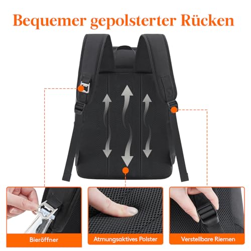 Lifewit 32L 34 Dosen isolierte Kühltasche, Große kühlrucksack, auslaufsichere tragbare Lunchtasche, weiche Kühlbox für Outdoor, Picknick, Strand, BBQ, Camping, Reisen, Familie, Schwarz
