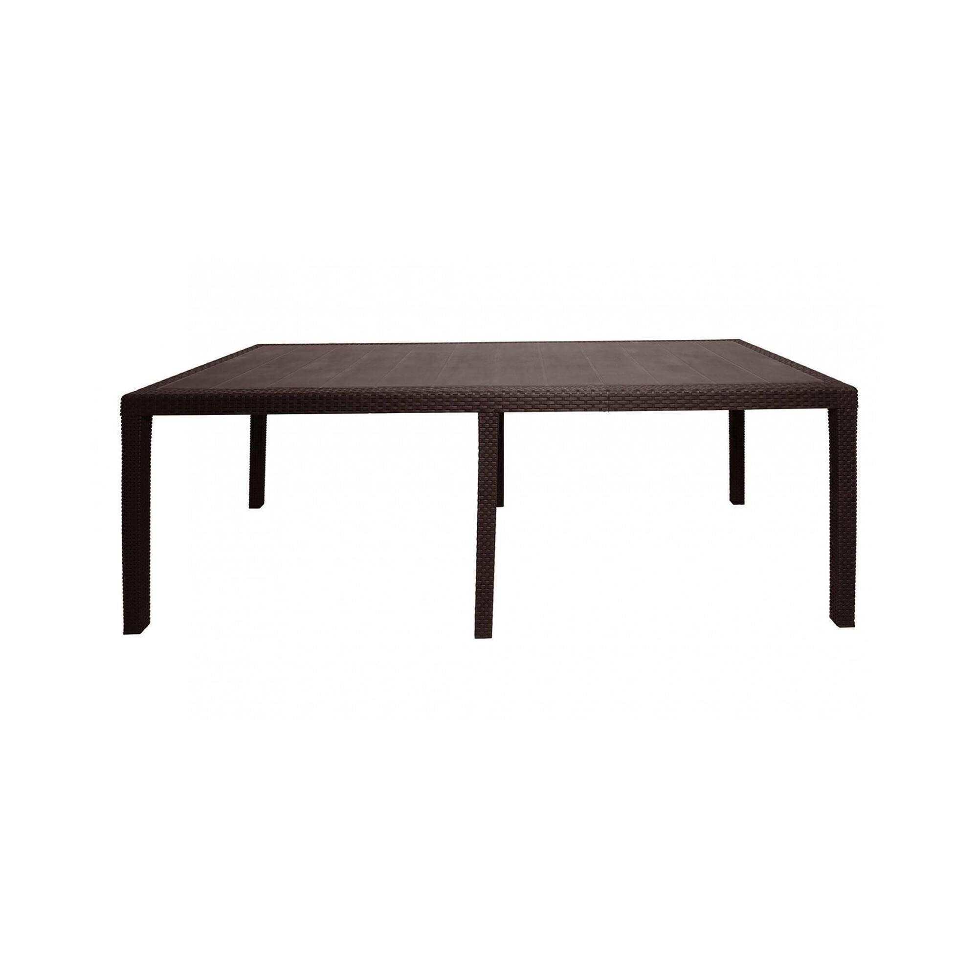 Dmora - Tavolo da esterno Roma, Ripiano rettangolare allungabile da pranzo, Tavolo da giardino estensibile effetto rattan, 100% Made in Italy, 150/220x90h72 cm, Marrone