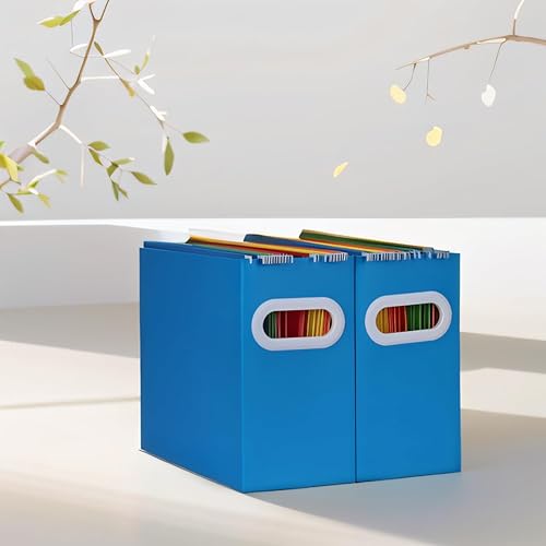 Vista 54 de Organizador de carpetas de archivos colgantes de cartón, caja de archivos plegable para tamaño carta, almacenamiento portátil de archivos