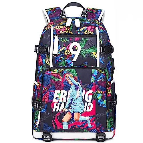 YUNZYUN Mochila multifuncional para fãs de laptop de viagem E-Haaland bolsa multicolorida para homens e mulheres, Padrão roxo - 2, Free Size