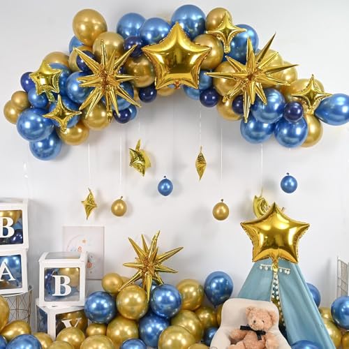 Image of 13 pcs 22Inch Star Ballons, 4D Large Foil Balloons with Metallic Star for 70s Disco Dance Birthday Graduation New Year (Golden Stars Mix 13pcs)
