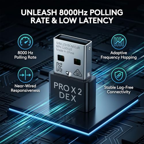 Receptor inalámbrico XUMIUZIY para PRO X Superlight 2, Dongle USB con tasa de sondeo de 8000Hz, respuesta rápida y emparejamiento automático miniatura 2