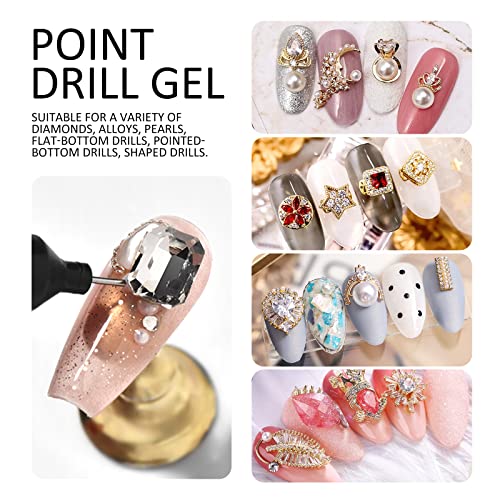 Ownest 2 Pcs Nail Rhinestone Glue, Nail Glue Pen Resin Polishing Agent,Adhesive Resin Crystal Polish Decor, Adhesive Decoration Gem Crystal Diamond Jewelry, Need Lights -10Ml #TOP2
