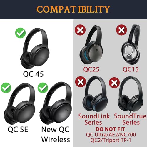 SOULWIT Almofada de Faixa de Cabeça para Bose QuietComfort 45 (QC45)/QuietComfort SE (QC SE)/Novo Qu