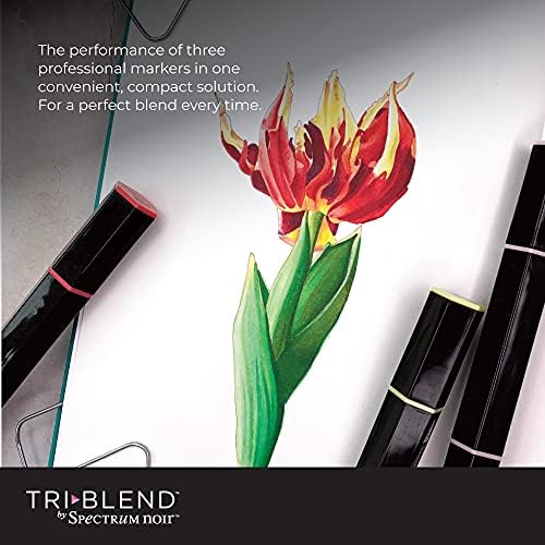 Spectrum Noir Triblend Alcohol Markers Unique 3-in-1 Blendable Effect-24 Coloured Pen Kit Shades, Deep Blends, One Size