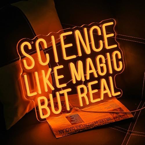 Image of Science Like Magic But Real Neon Sign for Wall Decor Classroom Neon Light Laboratory LED Sign Letter Neon Light Sign for Classroom Science Lab Bar Home shop Decoration
