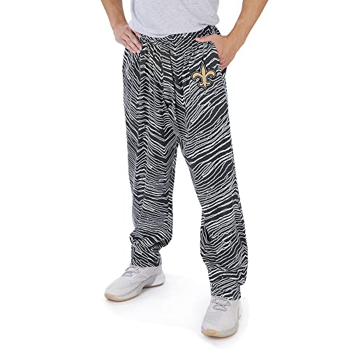 Zubaz Men's NFL Zebra Outline Print Comfy Pant, New Orleans Saints, Large