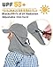 Flap Cap UPF 50+ UV Sun Protection Fishing Hat for Outdoors Safari, Grey