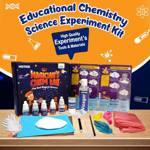 Image of HOTKEI Magicians Chem Lab Educational Science Magic Experiment Kit Toys Games for Kids Boy Girl Age 6 7 8 9 10 12 Year Scientific Magic Tricks Kit Project Toy Birthday Gifts for Boys Girls Science Kit