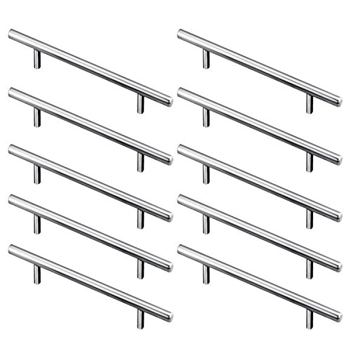 10 Piezas Manijas en Forma de T, Acero inoxidable T Bar Cocina Gabinete Puertas Manija Armario Armario muebles de hardware Cajón Tirador (Longitud 10cm, Centros 64mm)