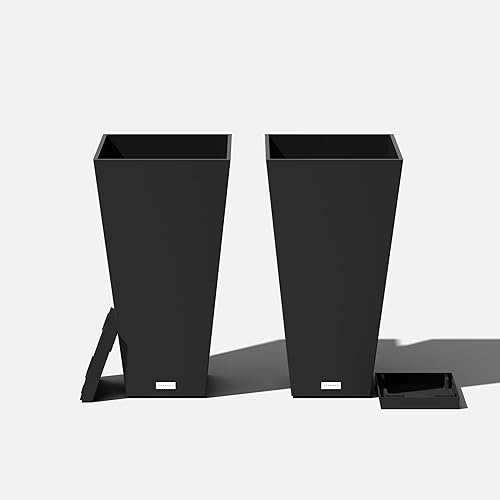 Miniatura 2 de Veradek V-Resin - Maceta cónica para interiores y exteriores (negro, 26 pulgadas, paquete de 2 con 2 bandejas de platillo)