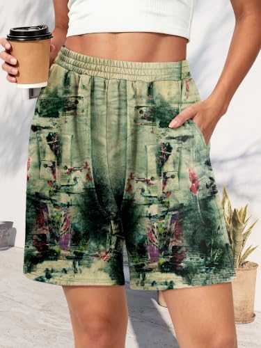 KISSMODA Women Bermuda Sweat Shorts High Waist Pockets Summer Lounge Workout Shorts — view 4