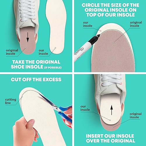 Comfwalk Shoe Filler Insert - Full Length Daily Latex Foam Shoe Inserts, Shoe Insoles for Shoes That are Too Big, 3 Pairs (EU 37, US Women 7 Men 4)
