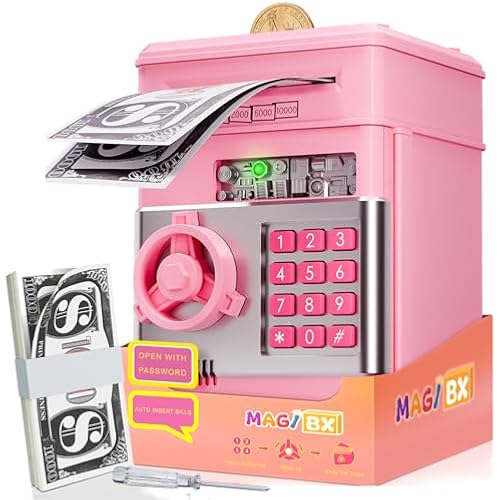 Kids Piggy Bank for Girls - Toys for 5 6 7 8 9 10 Year Old Girl Birthday Gifts - Electronic Piggy Bank ATM Machine Money Safe for Kids Toys Age 6-8-10