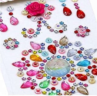 1480 Pieces Self-Adhesive Craft Jewels, Morkia 8 Sheets Self-Adhesive Rhinestone Stickers Stick-on Crystal Gem Sheets for DIY Crafts Decoration, Assorted Colors, Square, Round and Heart Shaped